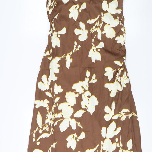 Marks and Spencer Brown Floral Dress Size 12 Petite