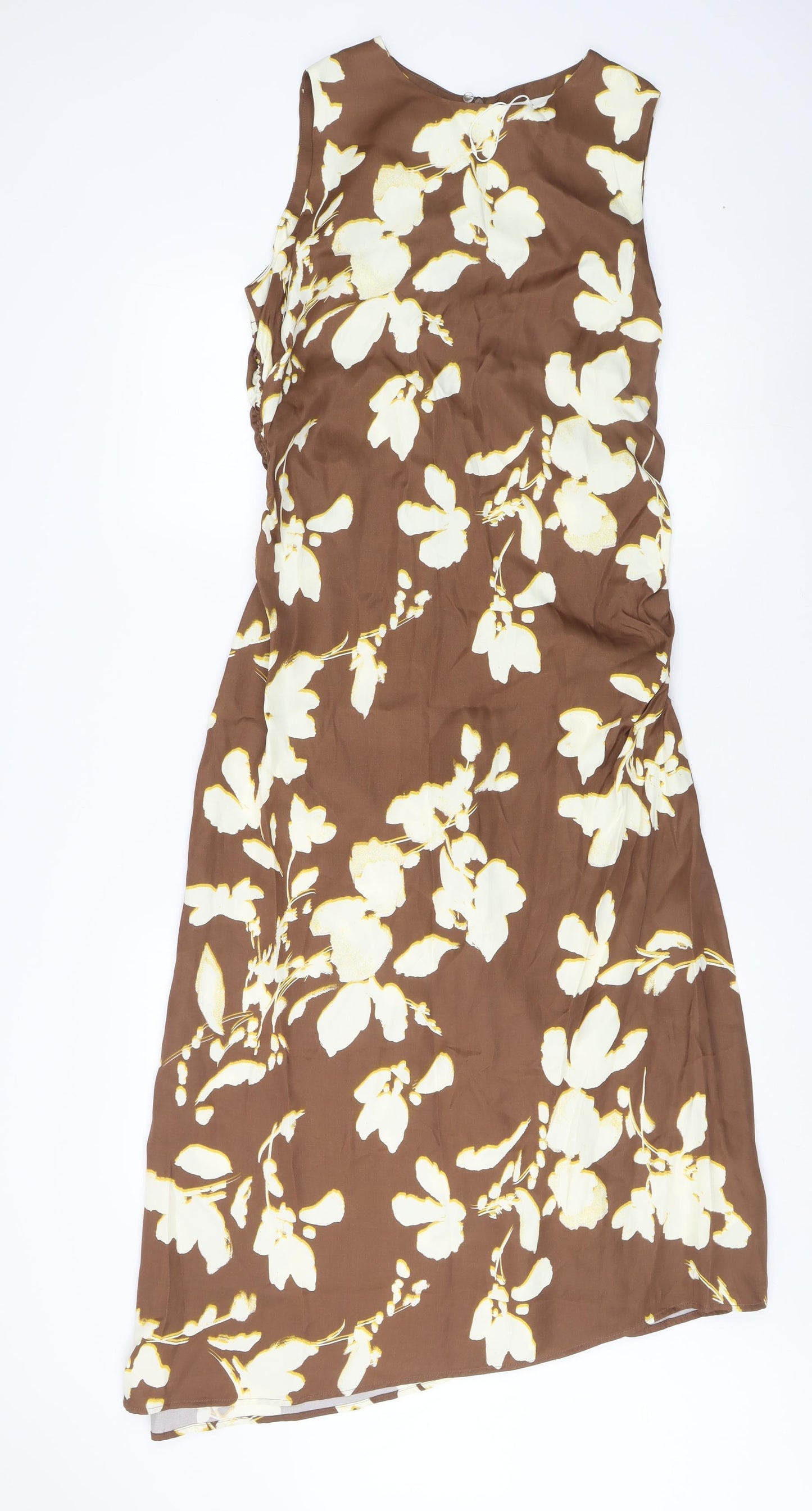 Marks and Spencer Brown Floral Dress Size 12 Petite
