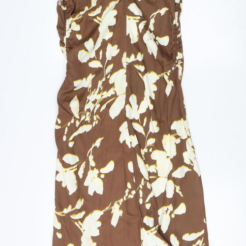 Marks and Spencer Brown Floral Dress Size 12 Petite