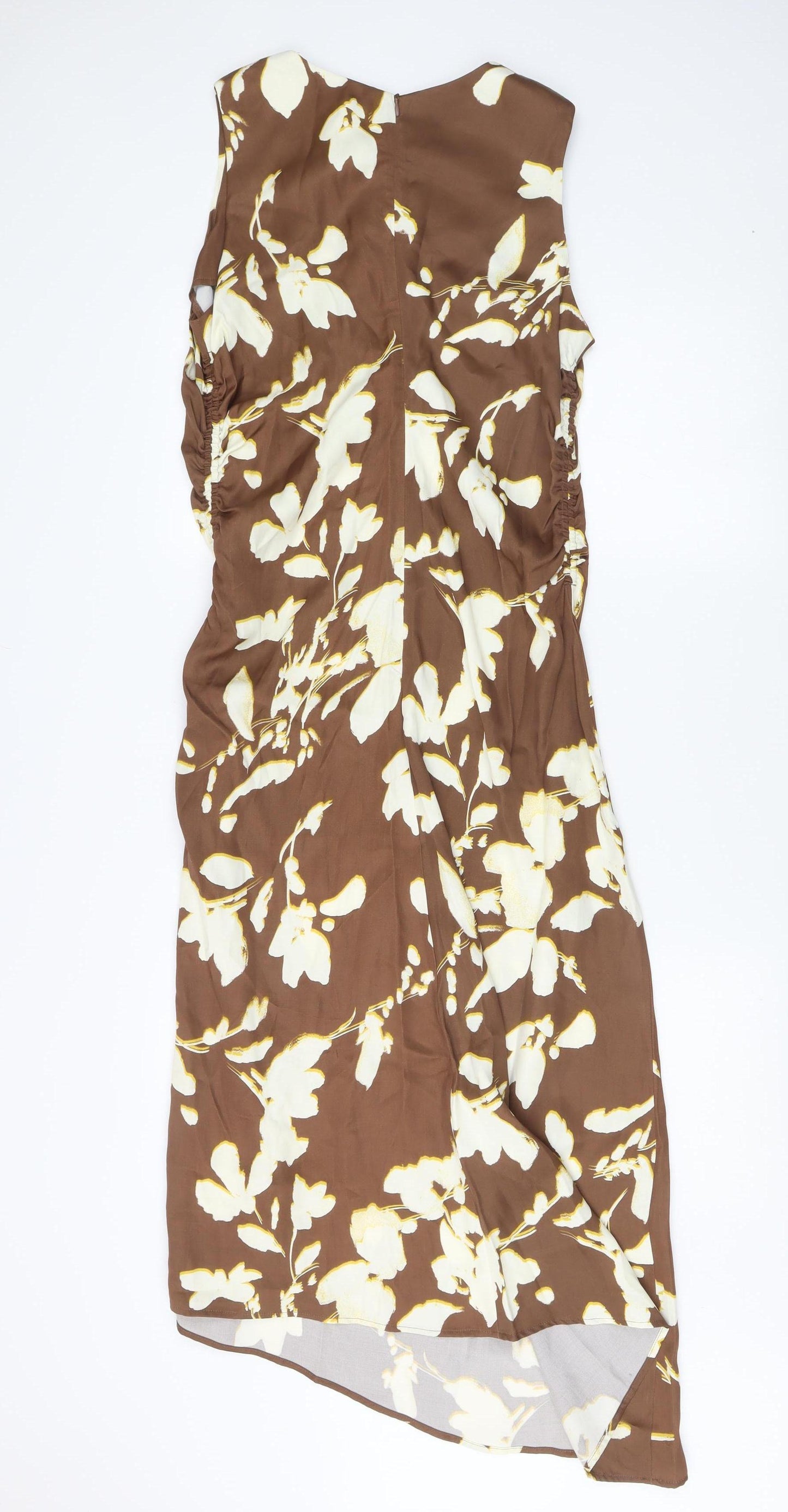 Marks and Spencer Brown Floral Dress Size 12 Petite