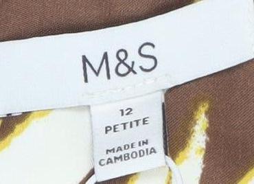 Marks and Spencer Brown Floral Dress Size 12 Petite