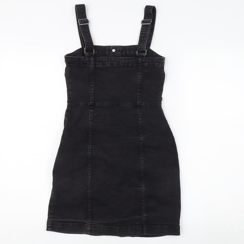 H&M Women's Black Denim Pinafore Dress Size 6