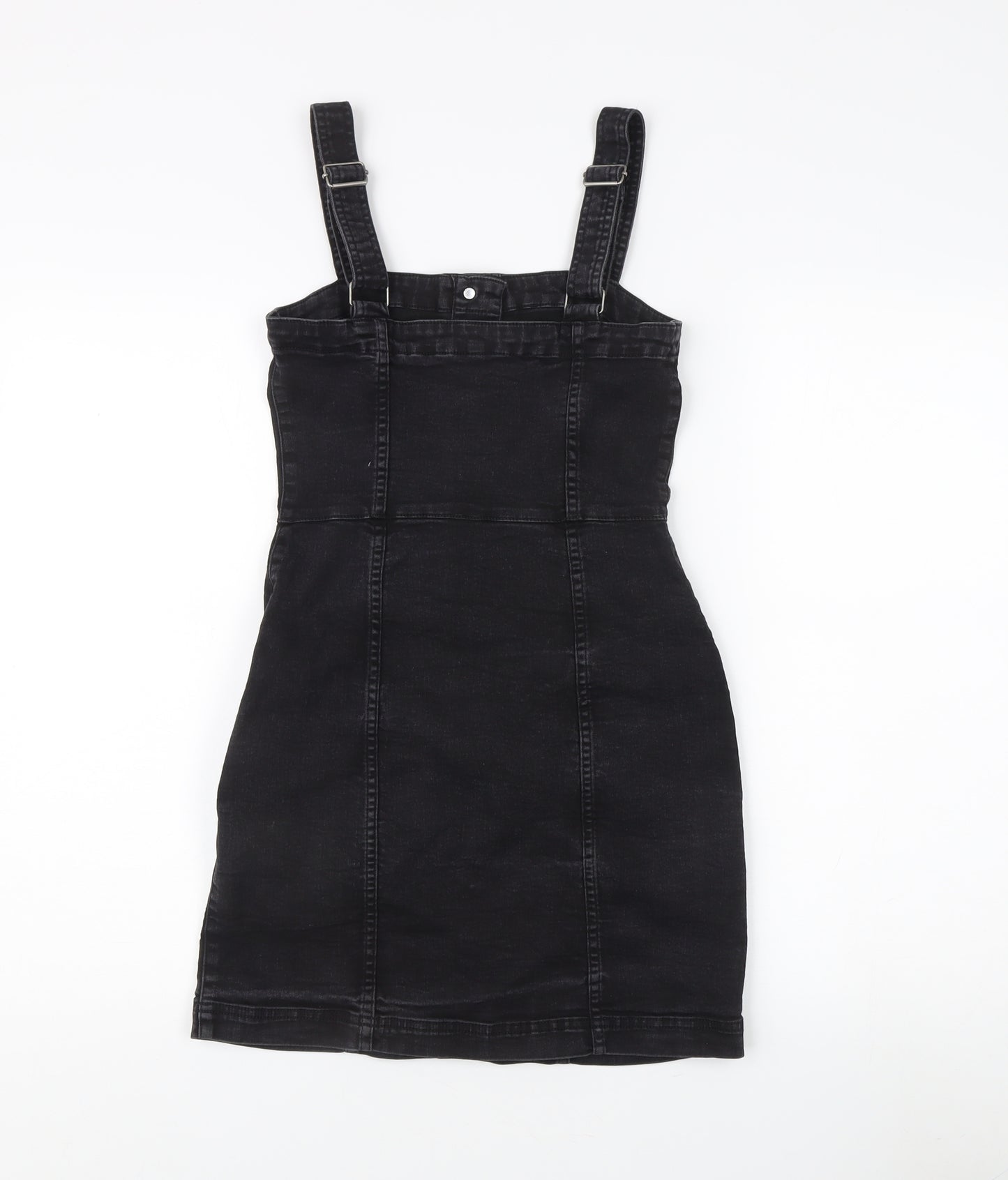 H&M Women's Black Denim Pinafore Dress Size 6