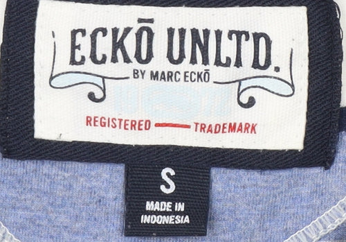 ECKO UNLTD Men's Blue Striped Polo Shirt - Small