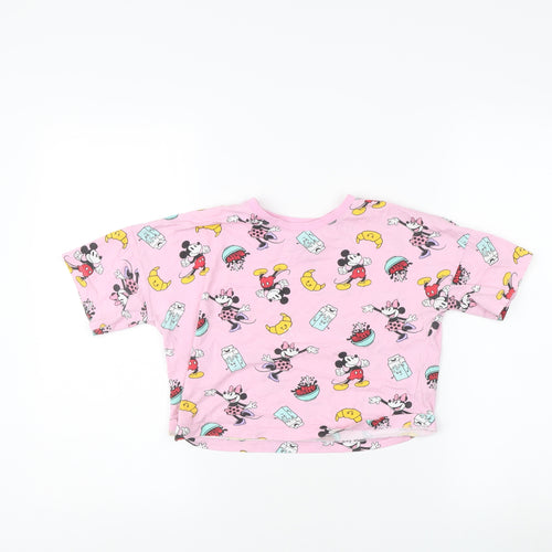 Primark Girls Pink Mickey Mouse Cropped T-Shirt 8-9 Years