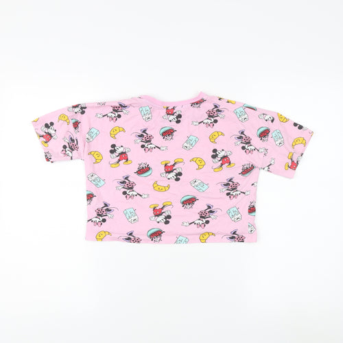 Primark Girls Pink Mickey Mouse Cropped T-Shirt 8-9 Years