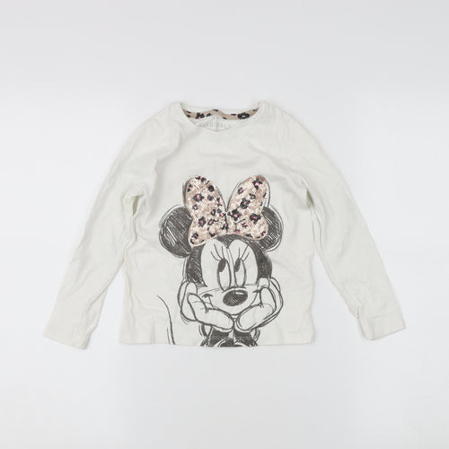 Marks and Spencer Girls White Minnie Mouse T-Shirt, 5-6 Years