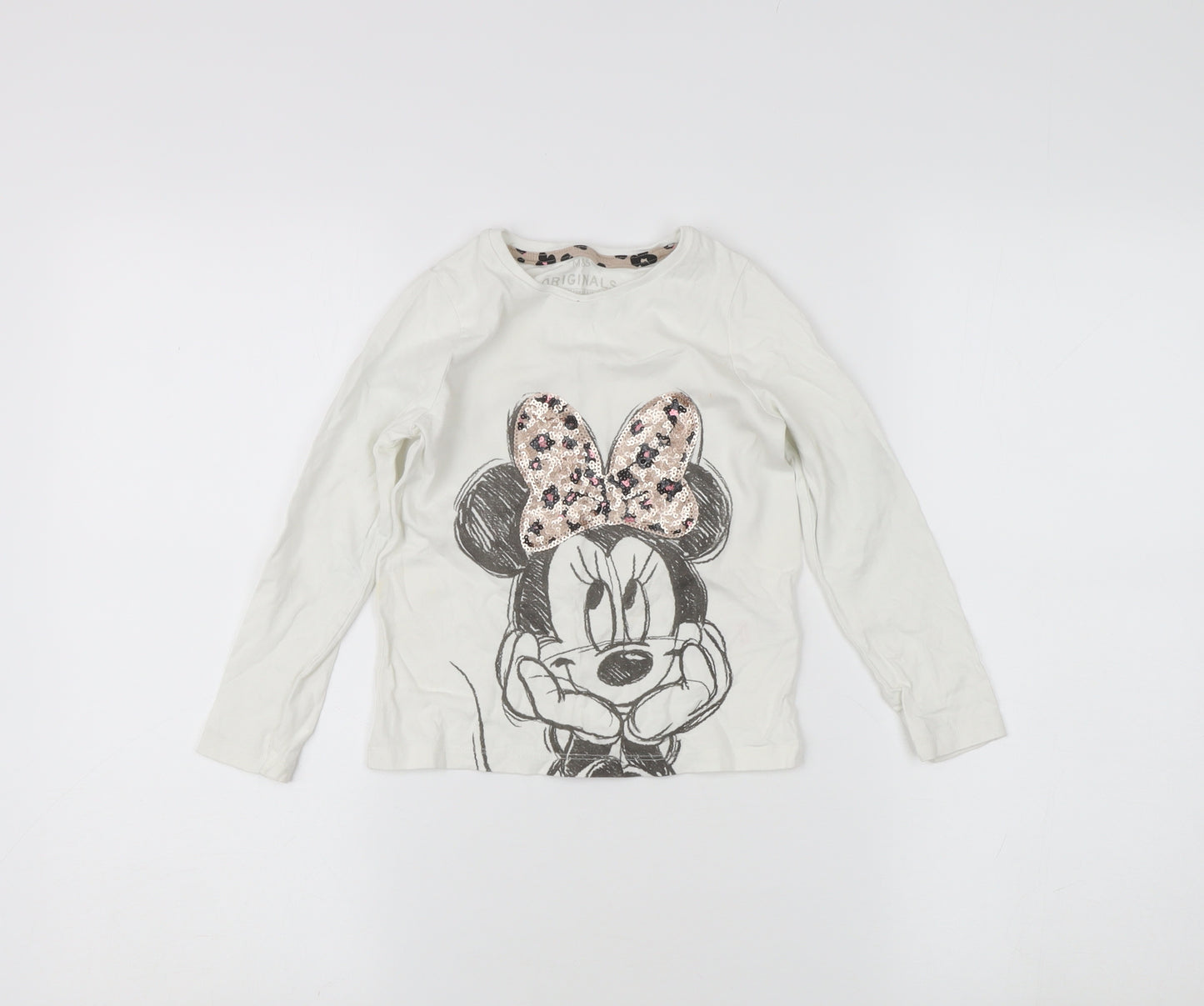 Marks and Spencer Girls White Minnie Mouse T-Shirt, 5-6 Years