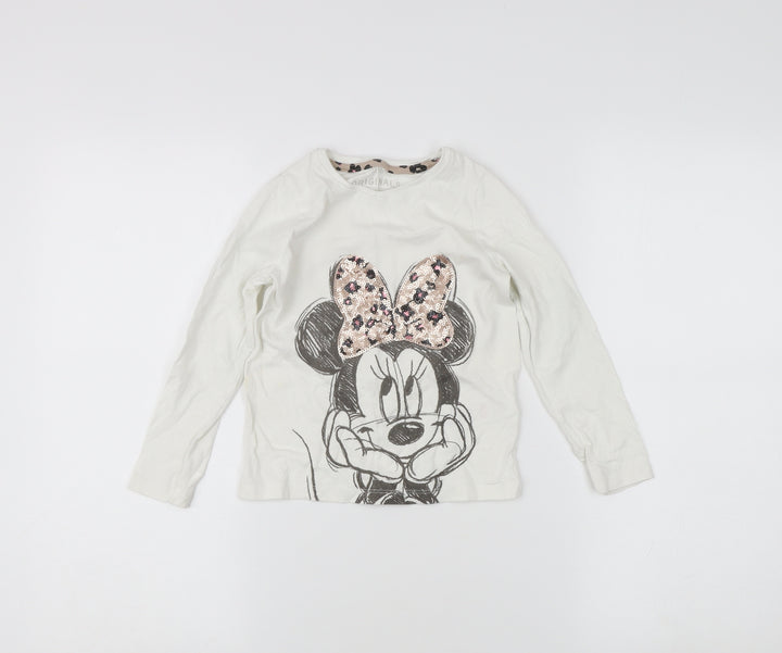 Marks and Spencer Girls White Minnie Mouse T-Shirt, 5-6 Years