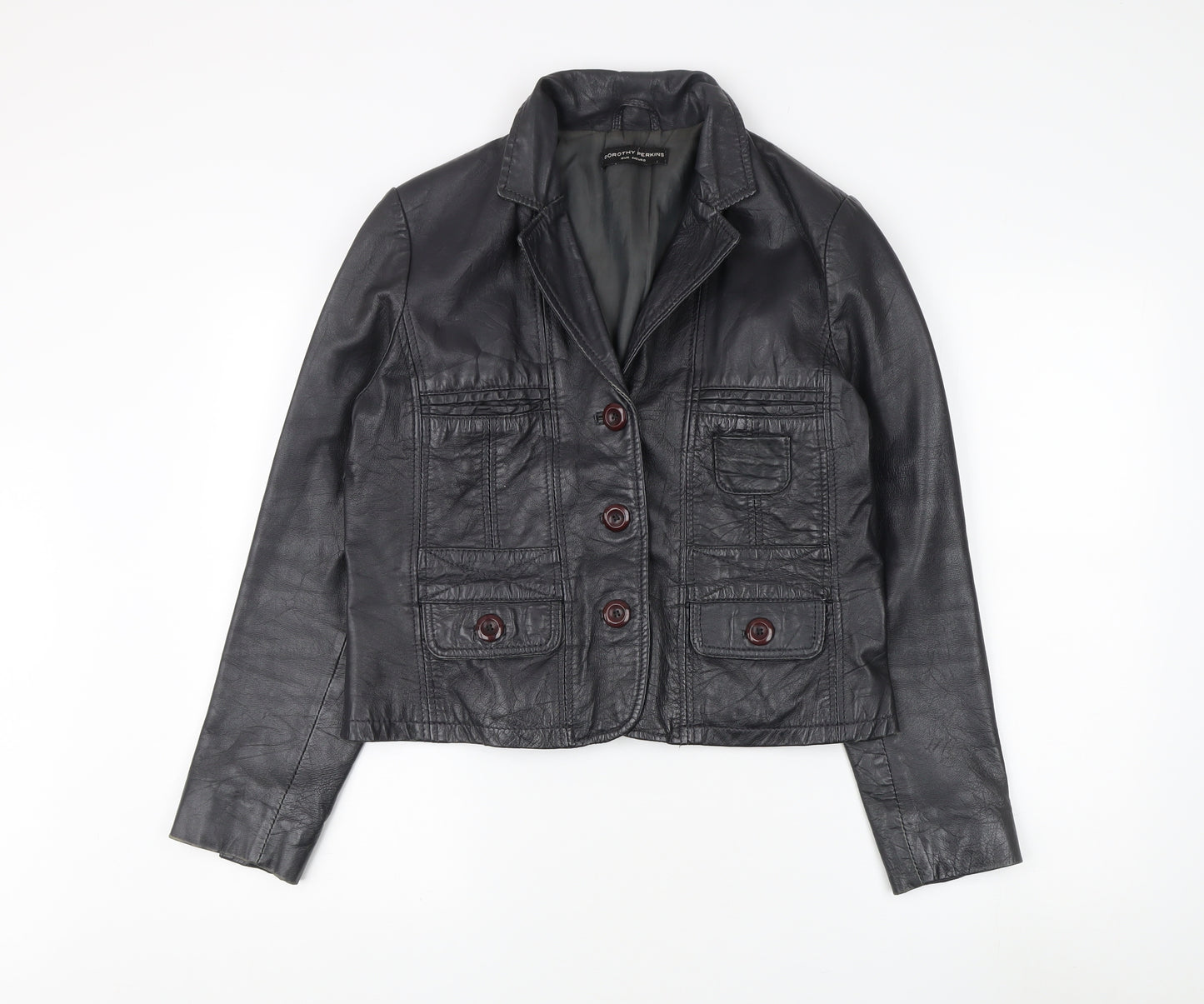 Dorothy Perkins Women's Black Leather Jacket Size 16