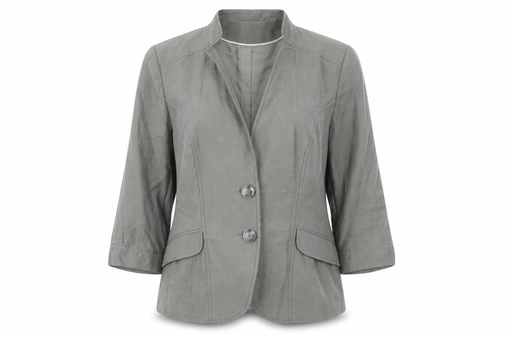 Front view of Viyella Women's Grey Blazer, size 14, - Excellent Condition