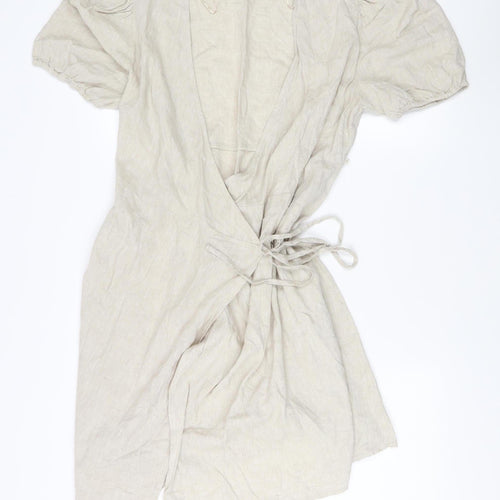 Marks and Spencer Women's Beige Wrap Dress, Size 14
