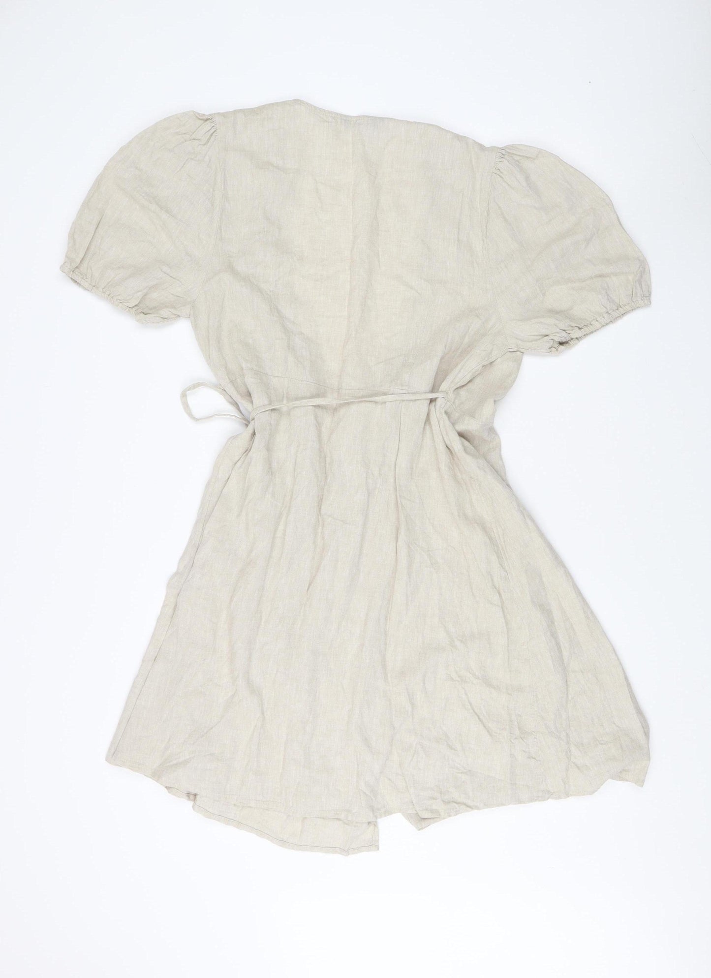 Marks and Spencer Women's Beige Wrap Dress, Size 14