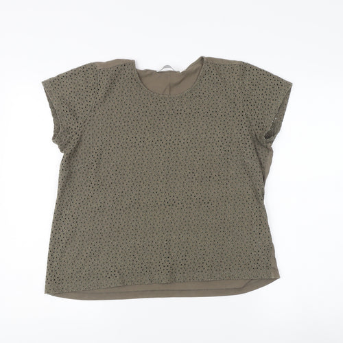 White Label Women's Green Basic Top, Size 16