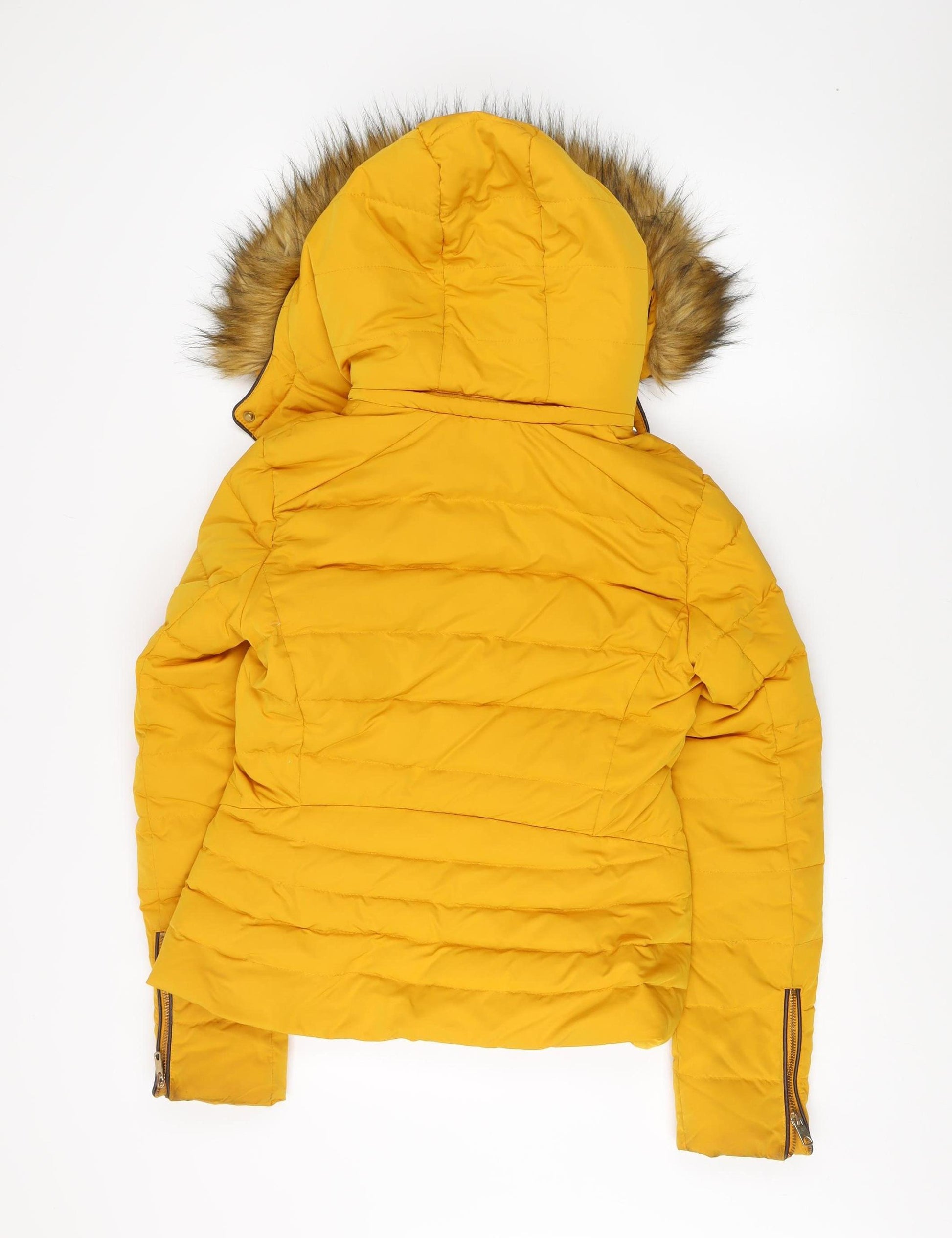 Zara Women's Yellow Puffer Jacket, Size 4, Hooded – Preworn