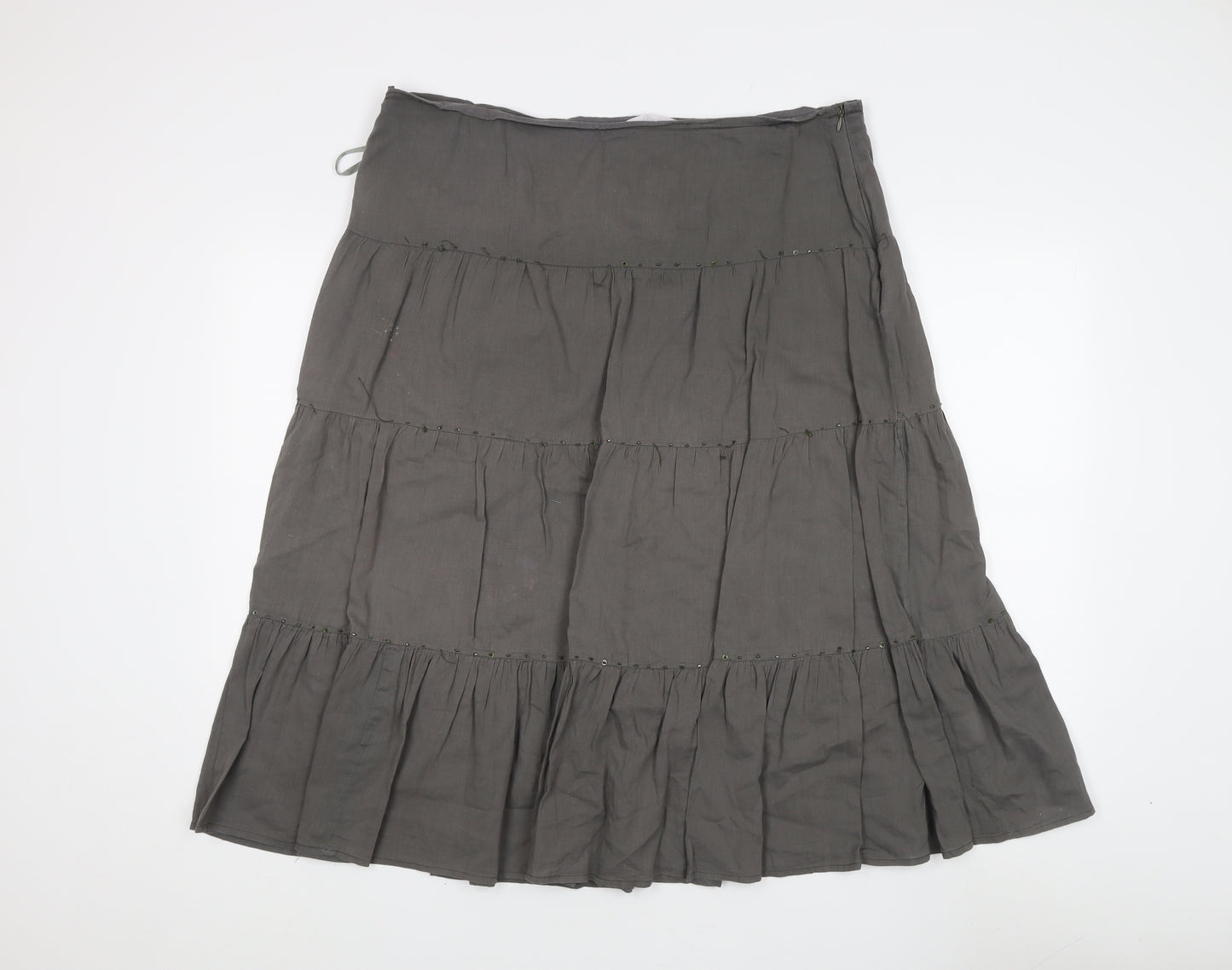 Evie Women's Grey Peasant Midi Skirt Size 16