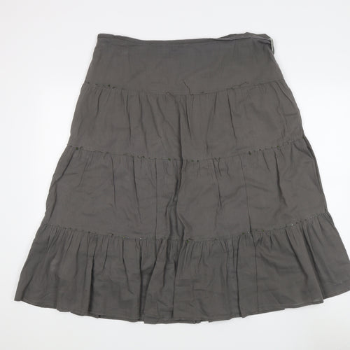 Evie Women's Grey Peasant Midi Skirt Size 16