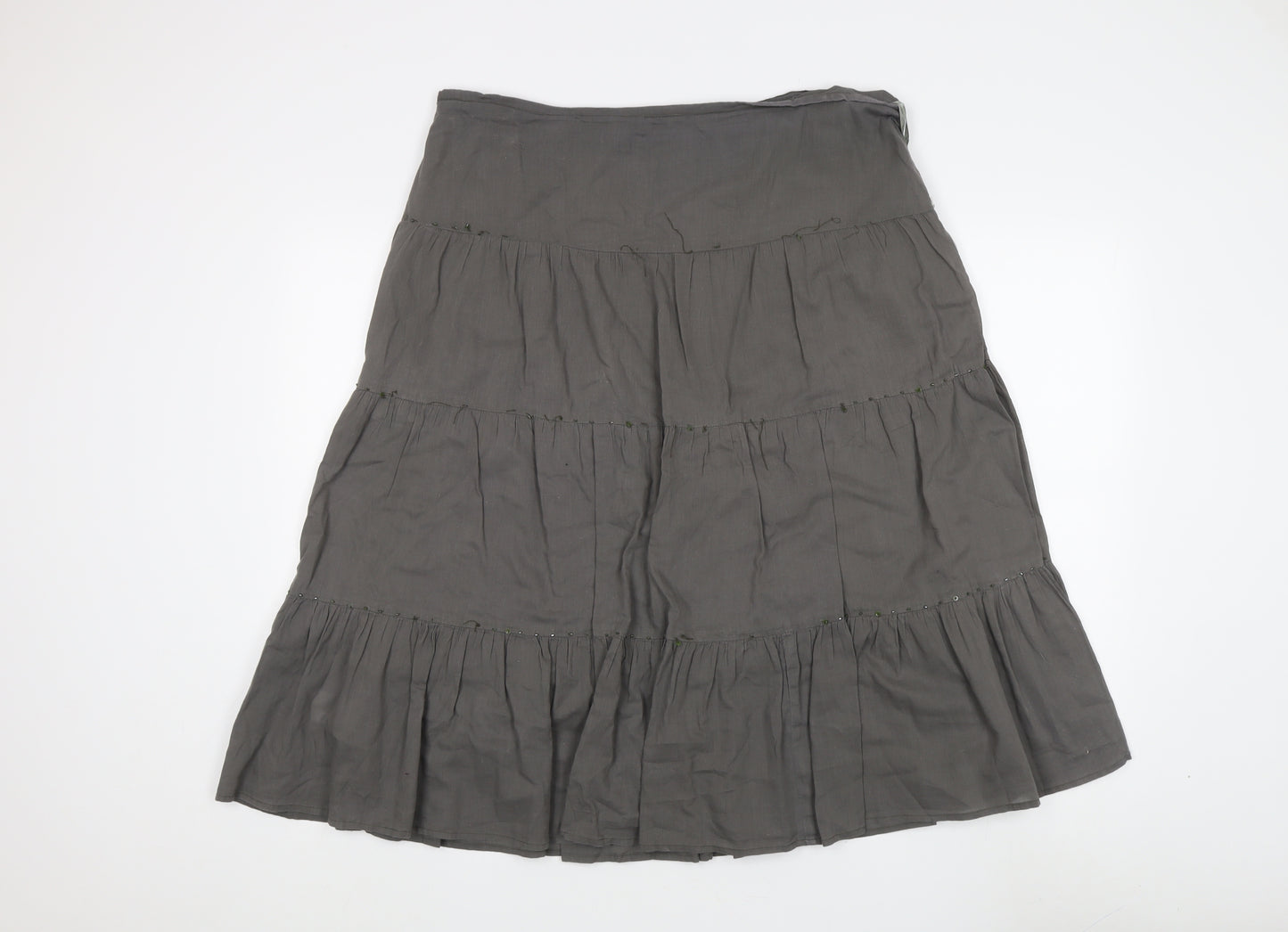 Evie Women's Grey Peasant Midi Skirt Size 16