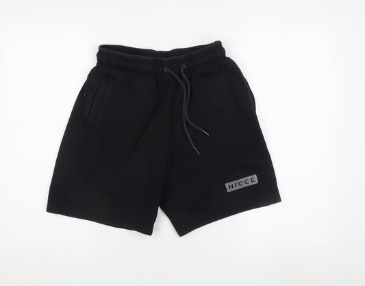 NICCE Men's Black Sweat Shorts, Size S, Casual Wear