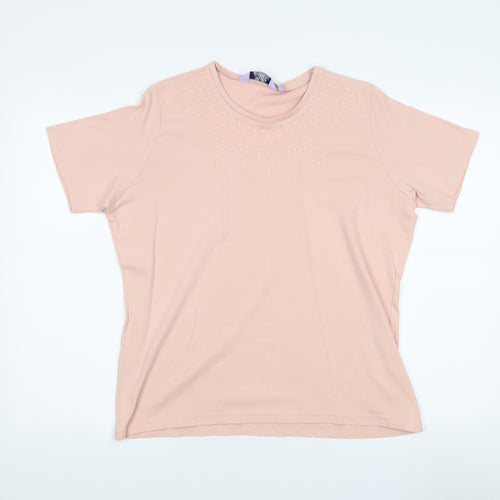 Honor Millburn Women's Pink Embroidered T-Shirt L