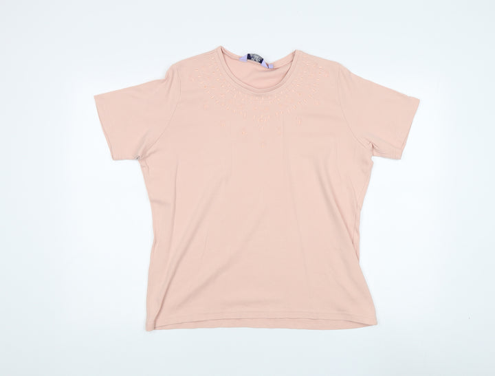 Honor Millburn Women's Pink Embroidered T-Shirt L