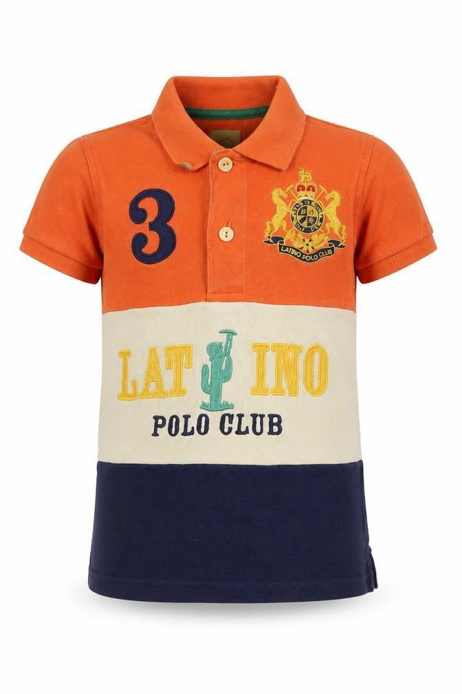 Joules Boys Orange Polo Shirt, 4 Years, Colourblock, Casual Wear