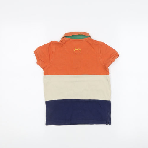 Joules Boys Orange Polo Shirt, 4 Years, Colourblock, Casual Wear