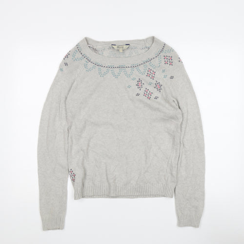 Mantaray Women's Grey Fair Isle Pullover Jumper, Size 12