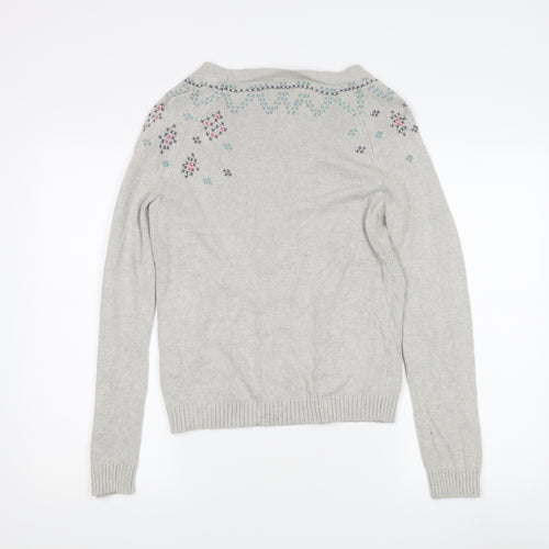 Mantaray Women's Grey Fair Isle Pullover Jumper, Size 12