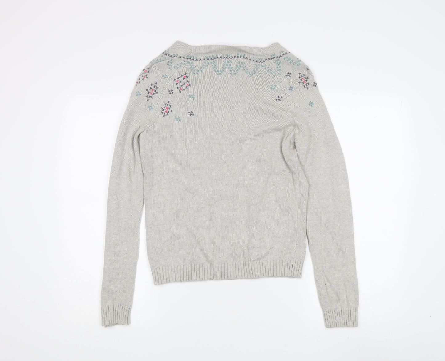 Mantaray Women's Grey Fair Isle Pullover Jumper, Size 12