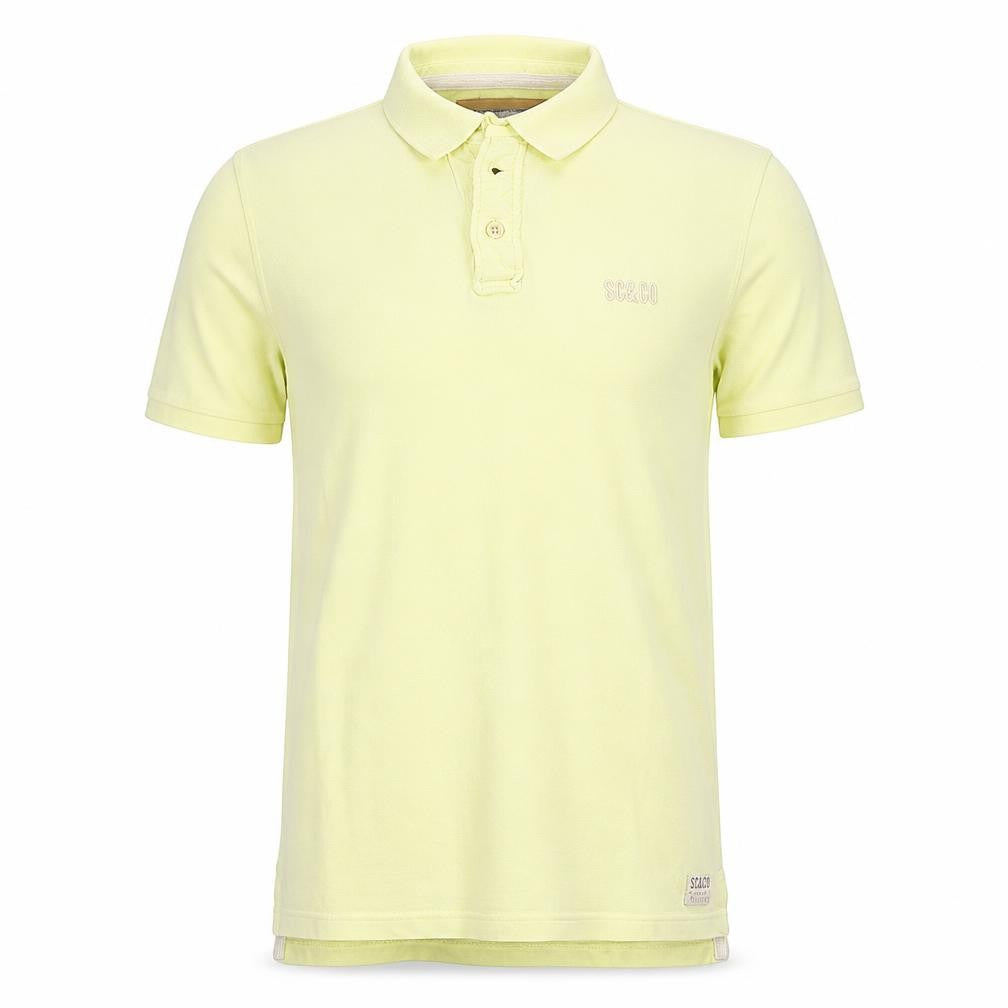 Front view of SC&Co Men's Yellow Polo Shirt Large Cotton