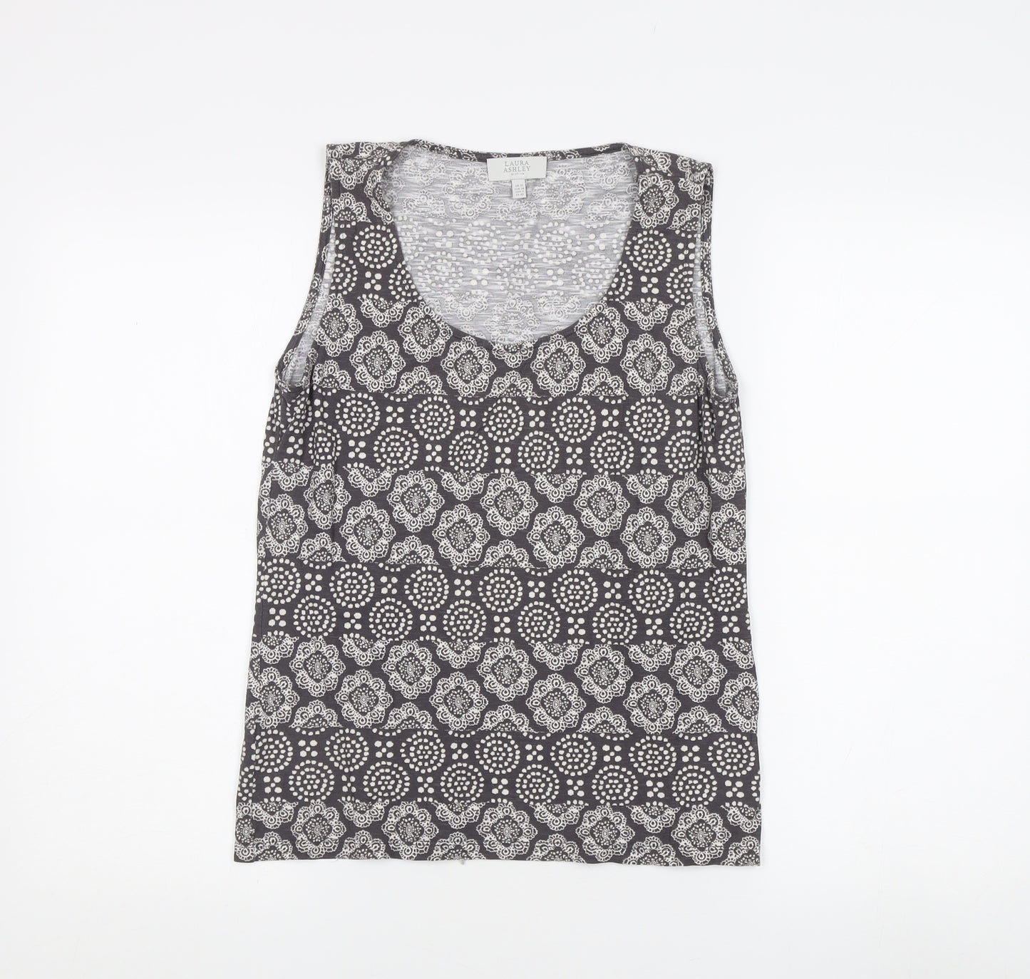 Laura Ashley Women's Grey Geometric Tank Top - Size 12