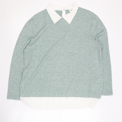 Jacqueline de Yong Women's Green Collared Pullover Jumper L