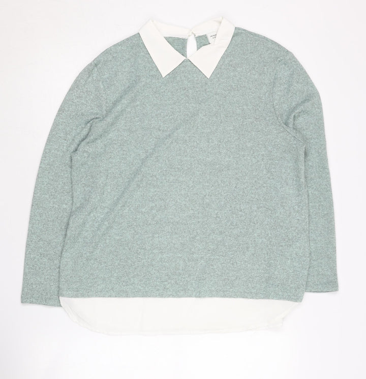 Jacqueline de Yong Women's Green Collared Pullover Jumper L