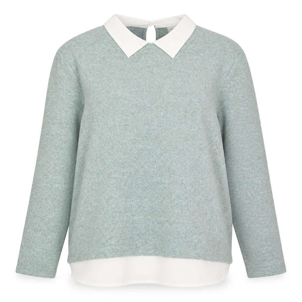 Front view of Jacqueline de Yong Women's Green Collared jumper L