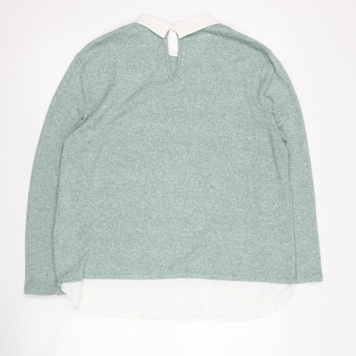 Jacqueline de Yong Women's Green Collared Pullover Jumper L