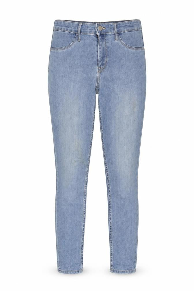 Front view of H&M Women's Blue Ankle Jeans, size 28, Regular Fit
