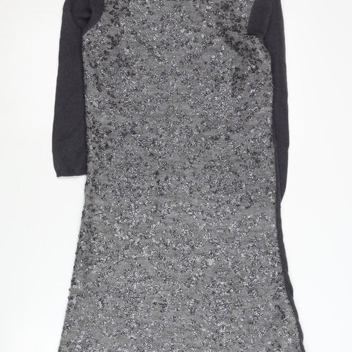 White Stuff Women's Grey Sequin Knit Dress Size 8