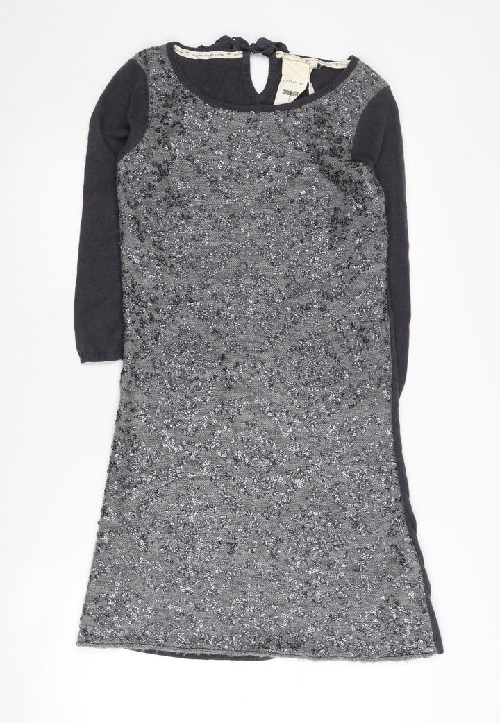White Stuff Women's Grey Sequin Knit Dress Size 8