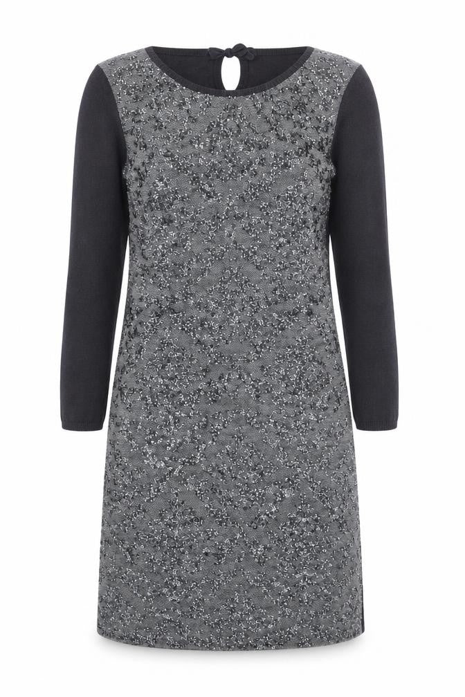 Front view of White Stuff Women's Grey Sequin Knit Dress, size 8