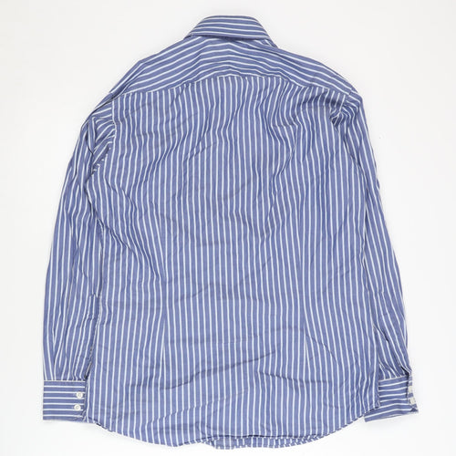Hawes & Curtis Men's Blue Striped Slim Fit Shirt Size 15