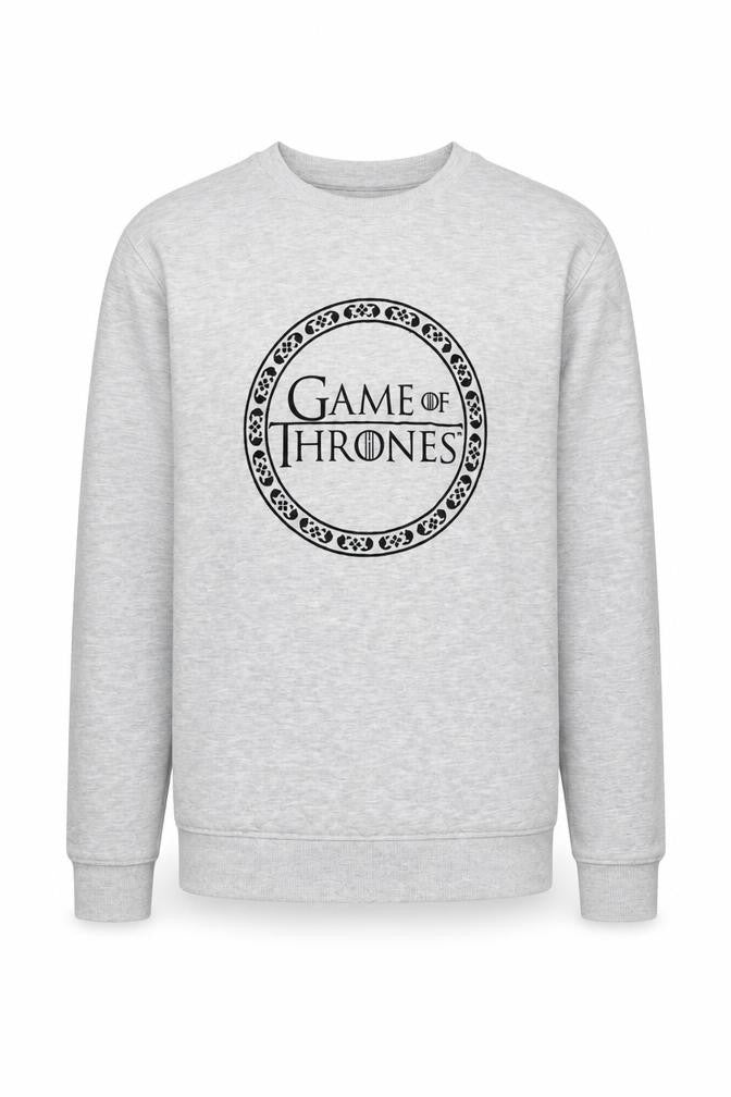 Front view of HBO unisex grey game of thrones sweatshirt s
