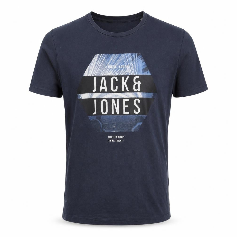 Jack & Jones Men's Blue Graphic Print T-Shirt, S