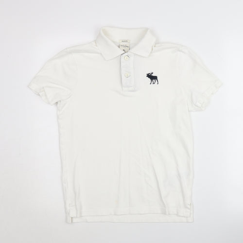 Abercrombie Boys White Polo Shirt XL Cotton Logo Casual