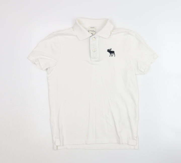 Abercrombie Boys White Polo Shirt XL Cotton Logo Casual