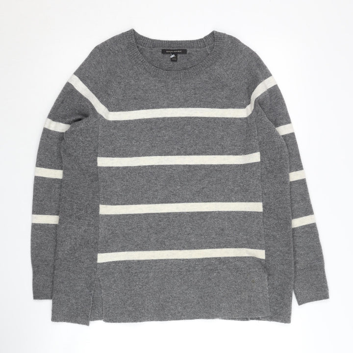 Banana Republic Women's Grey Striped Pullover Jumper XS