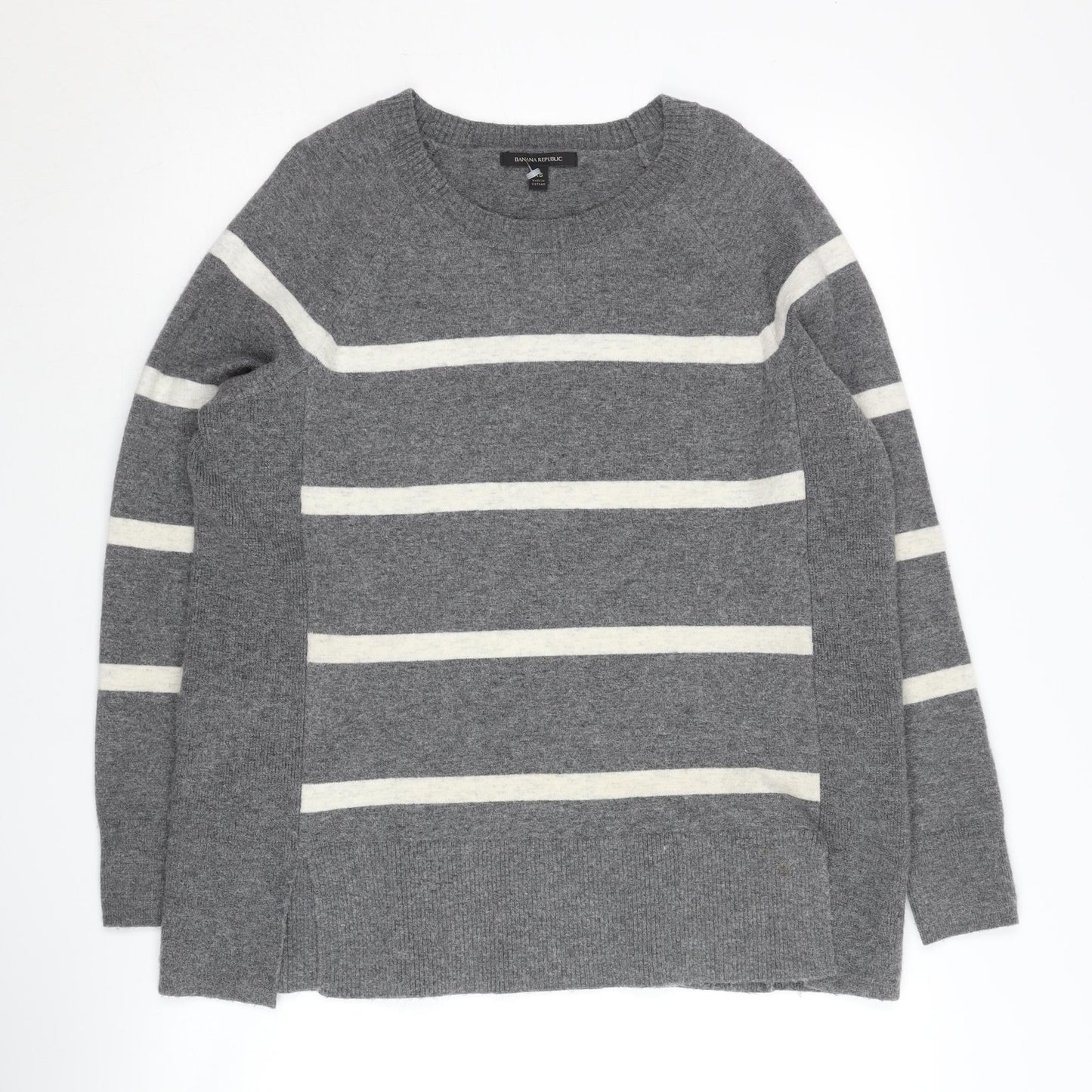 Banana Republic Women's Grey Striped Pullover Jumper XS