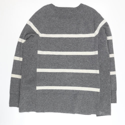 Banana Republic Women's Grey Striped Pullover Jumper XS