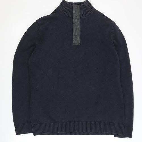 Bäumler Men's Blue Cotton Knit Henley Sweatshirt Size L
