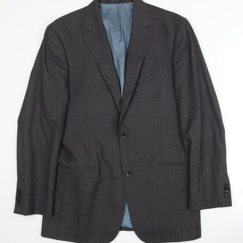 T.M. Lewin Men's Grey Wool Blazer, 40R, Classic Fit